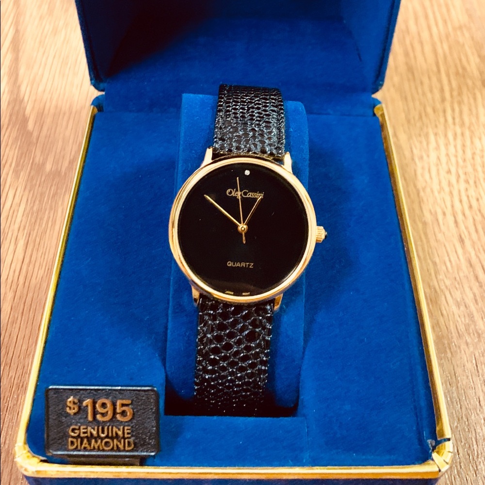 Black Quartz Diamond Watch